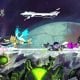 Colorful fighters battle on a floating platform in multiplayer mobile game