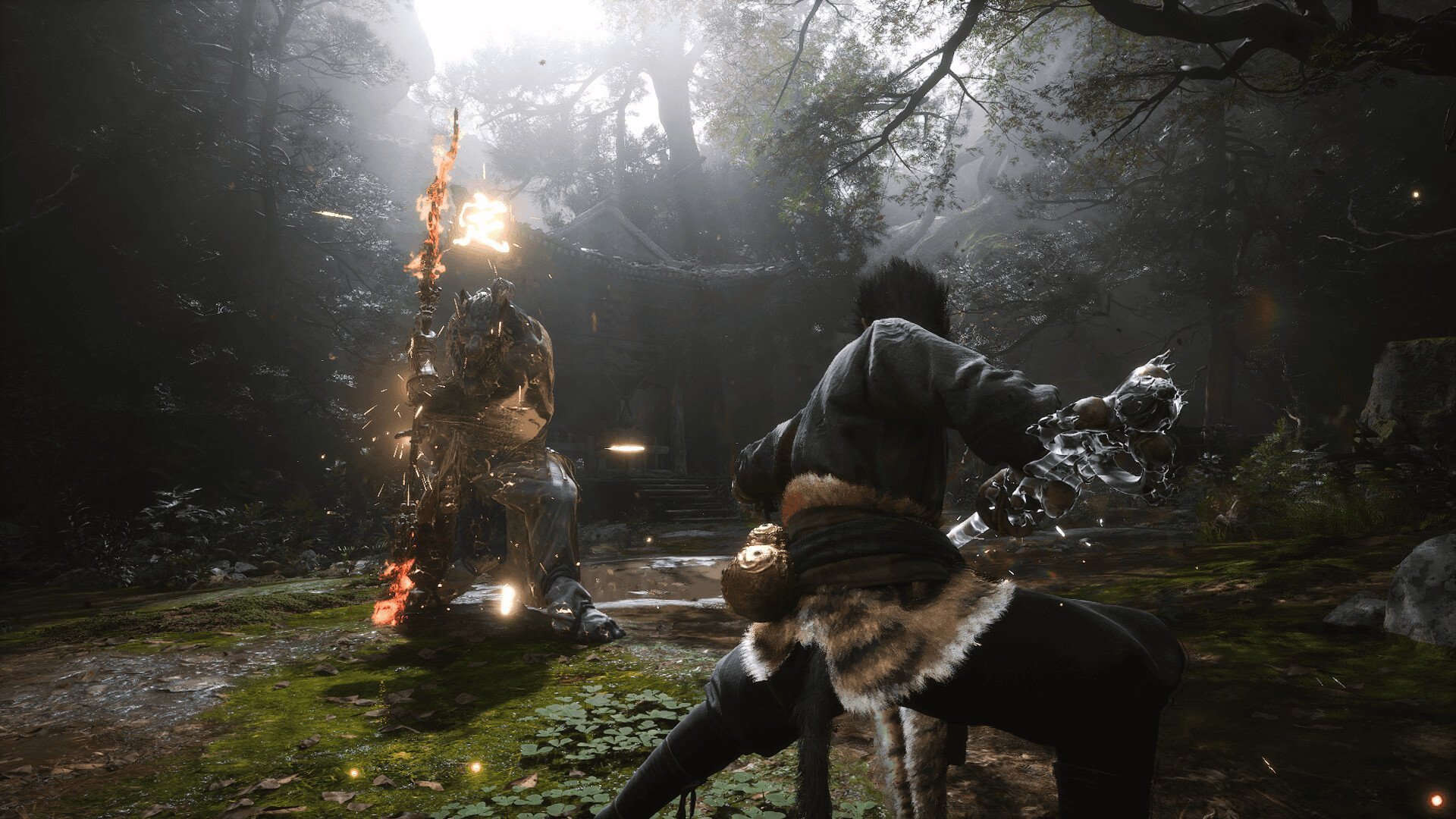 Un guerrier affronte une bête blindée enflammée dans Steam RPG