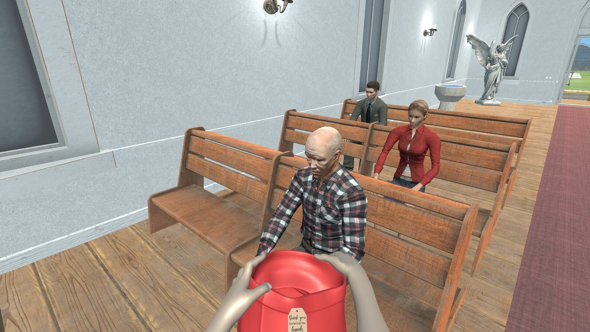 Priest collecting donations