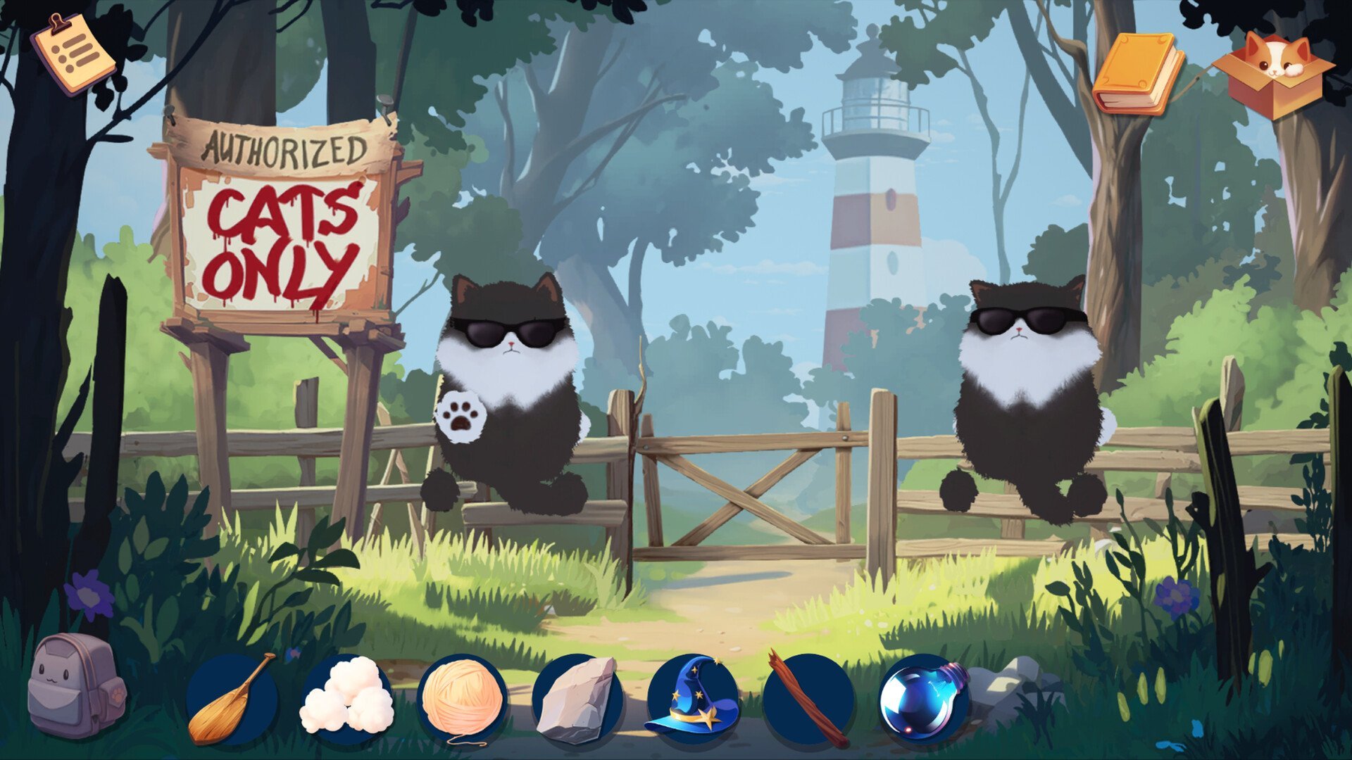 Mysterious cats guarding a lighthouse
