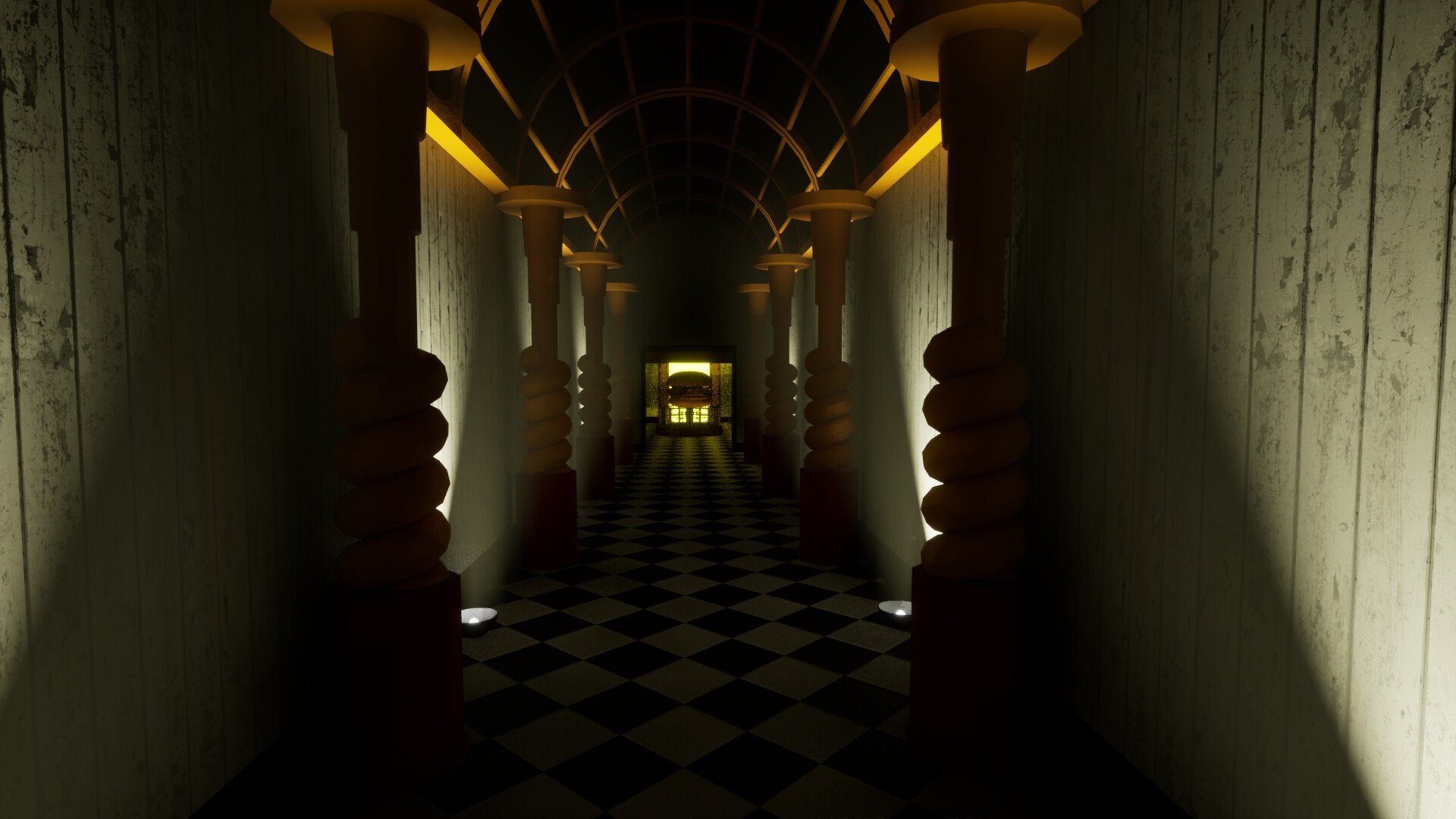 Long corridor with burger foe patrolling
