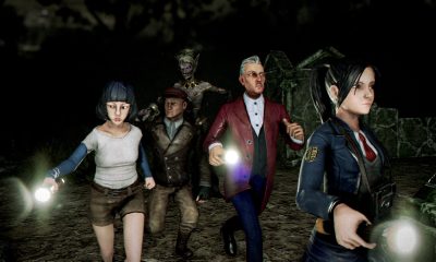 En gruppe overlevende løber gennem mørket, mens de bliver jagtet af et monster i et spil som Halloween: The Game