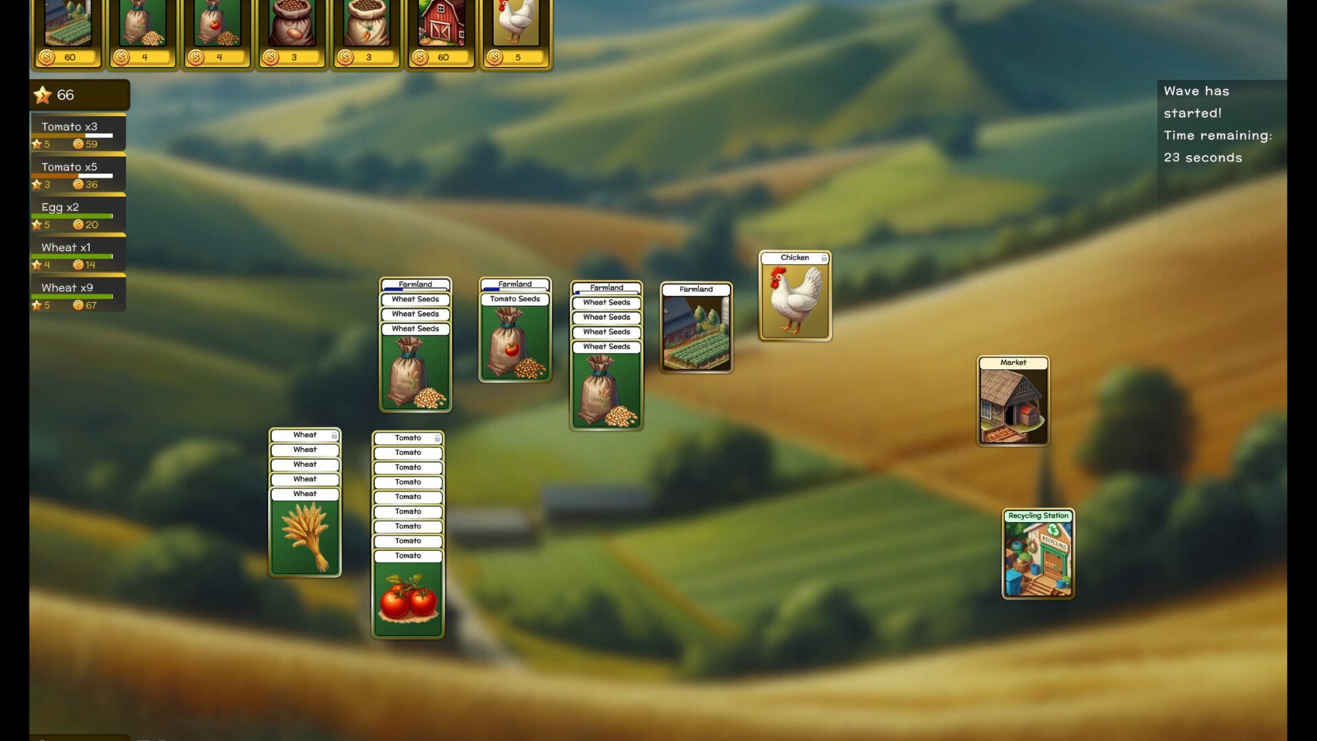 Seeds and vegetables stacked on board