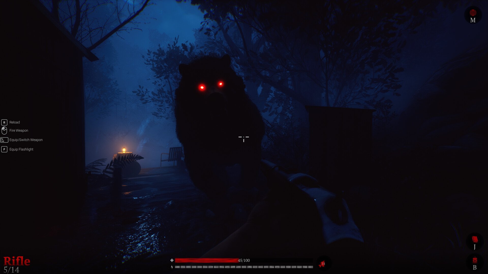 Demonic bear chasing protagonist