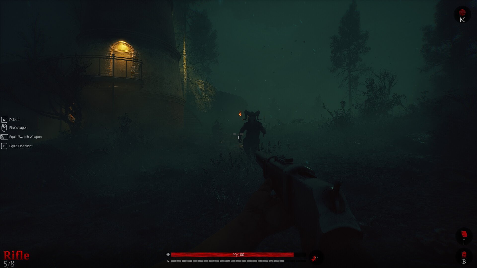 Masked foe chasing protagonist