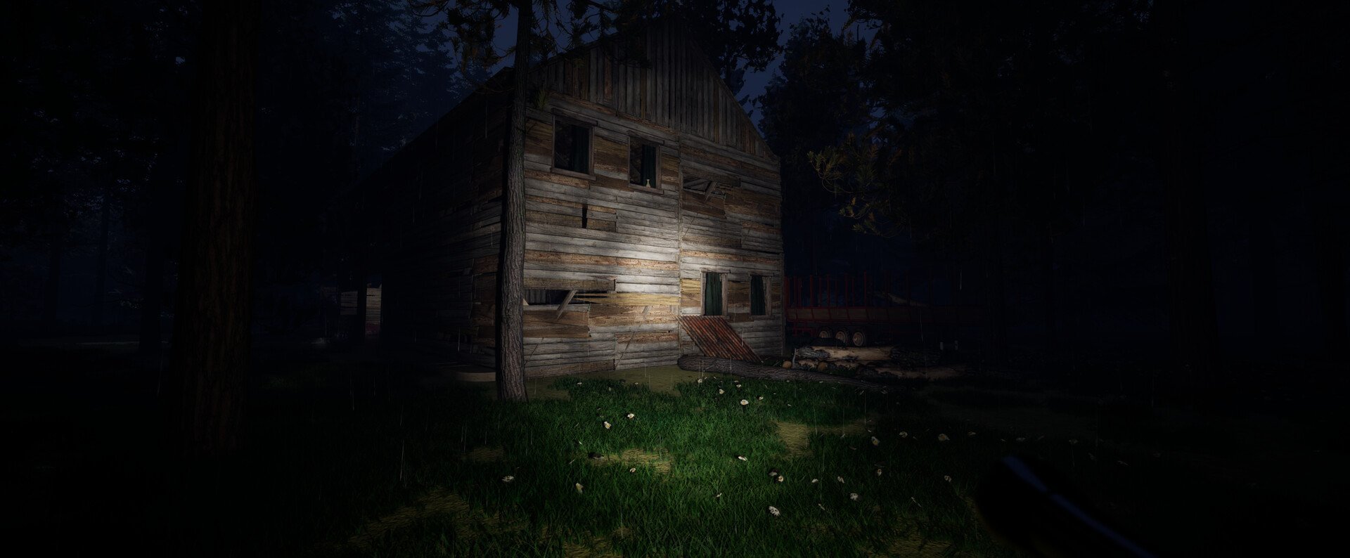 Abandoned outbuilding in forest