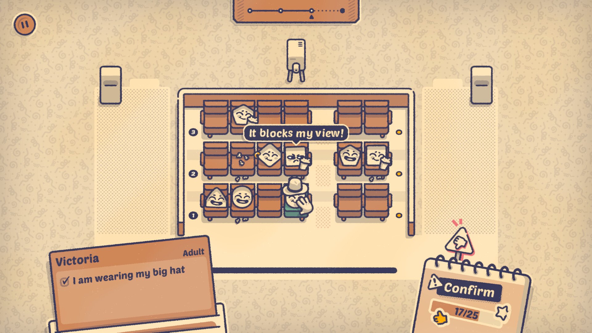 Nhân vật hoạt hình ngồi trong rạp chiếu phim khi một người phàn nàn về tầm nhìn bị chặn trong trò chơi di động dành cho trẻ em