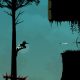 A shadowy ninja leaps toward an archer in a dark forest setting in an platformer mobile game
