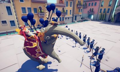 A wobbly elephant rider charges a squad of archers in a goofy simulation mobile game