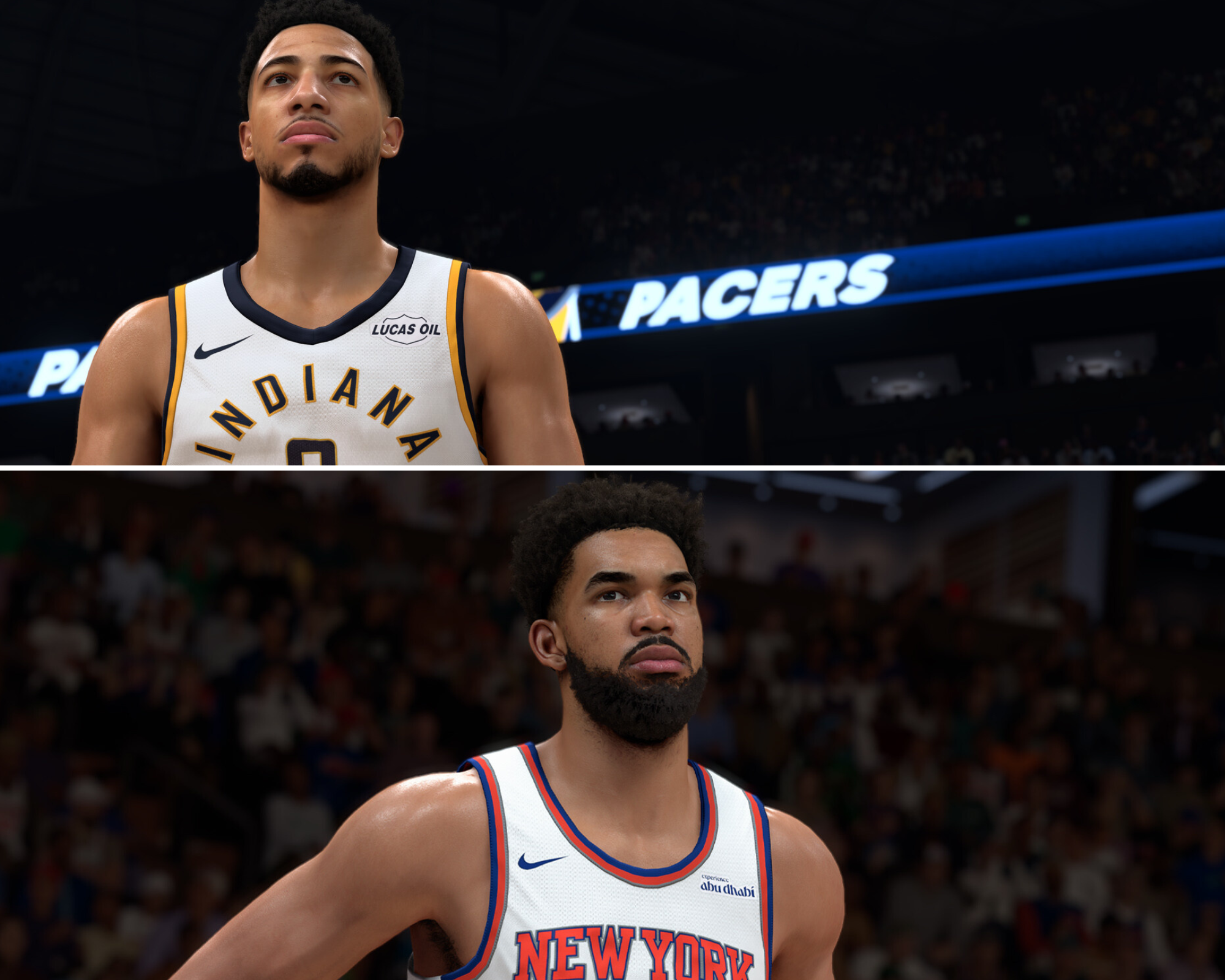 basketballer characters Tyrese Haliburton vs Karl-Anthony Townsfrom NBA 2K26 Vs NBA 2K27