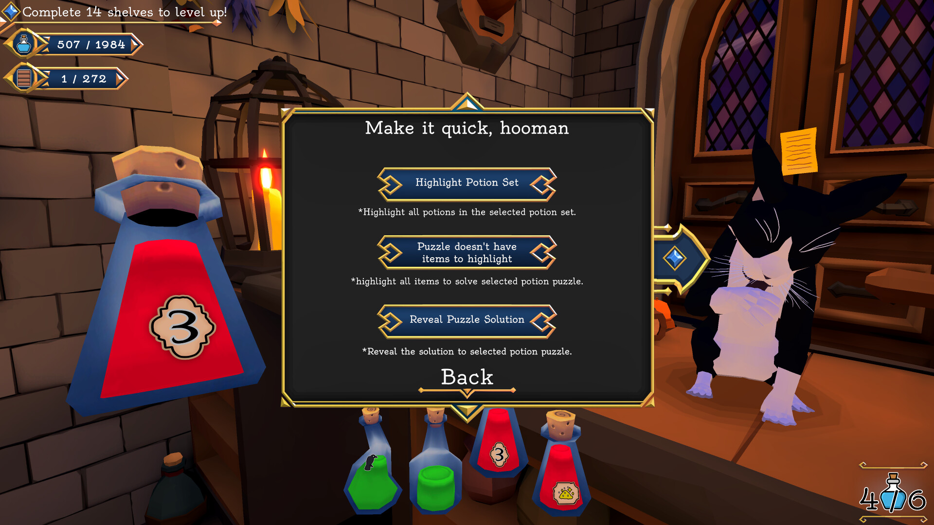 Cat Interaction, Shelve the Potions!
