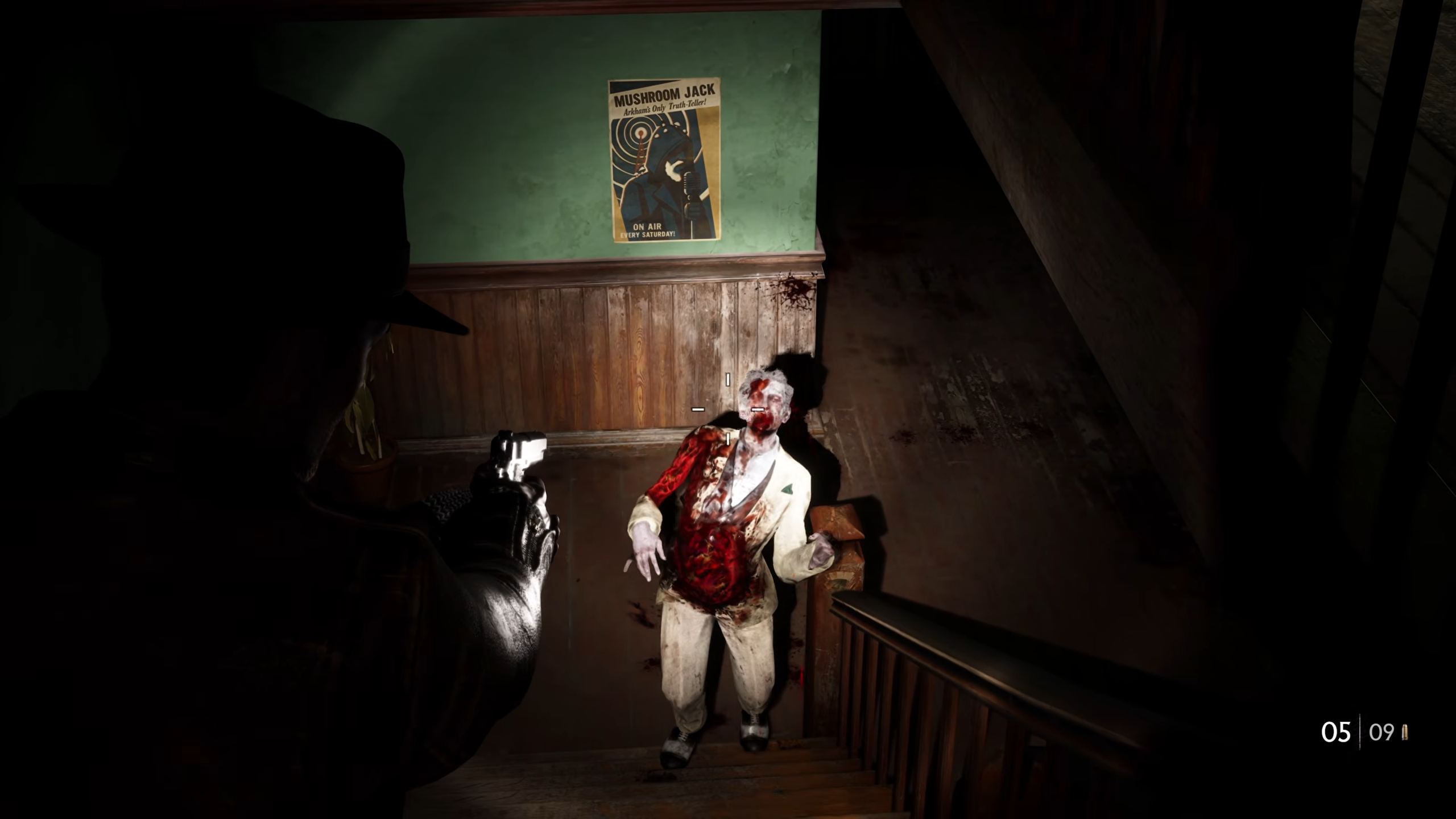 Calvin shooting zombie