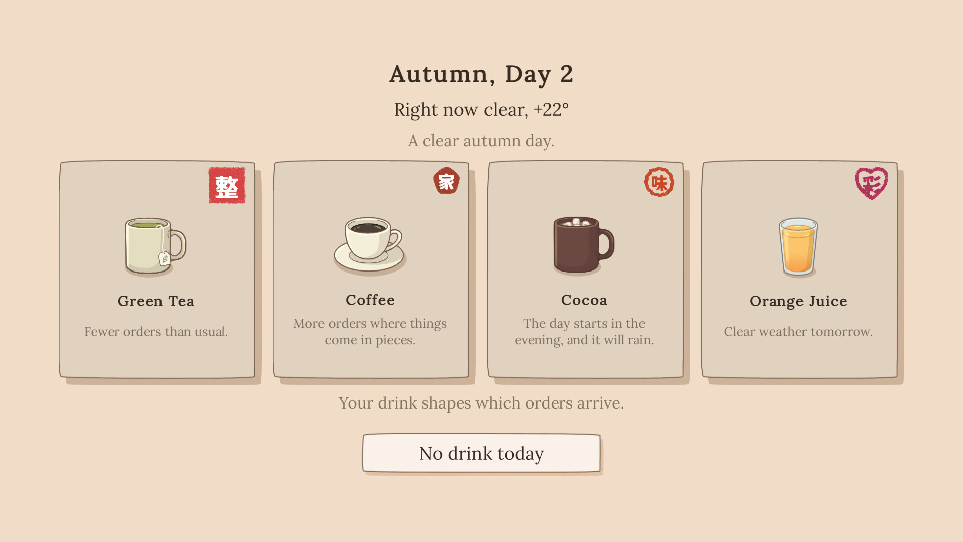 The Sorting Bureau Drink Selection