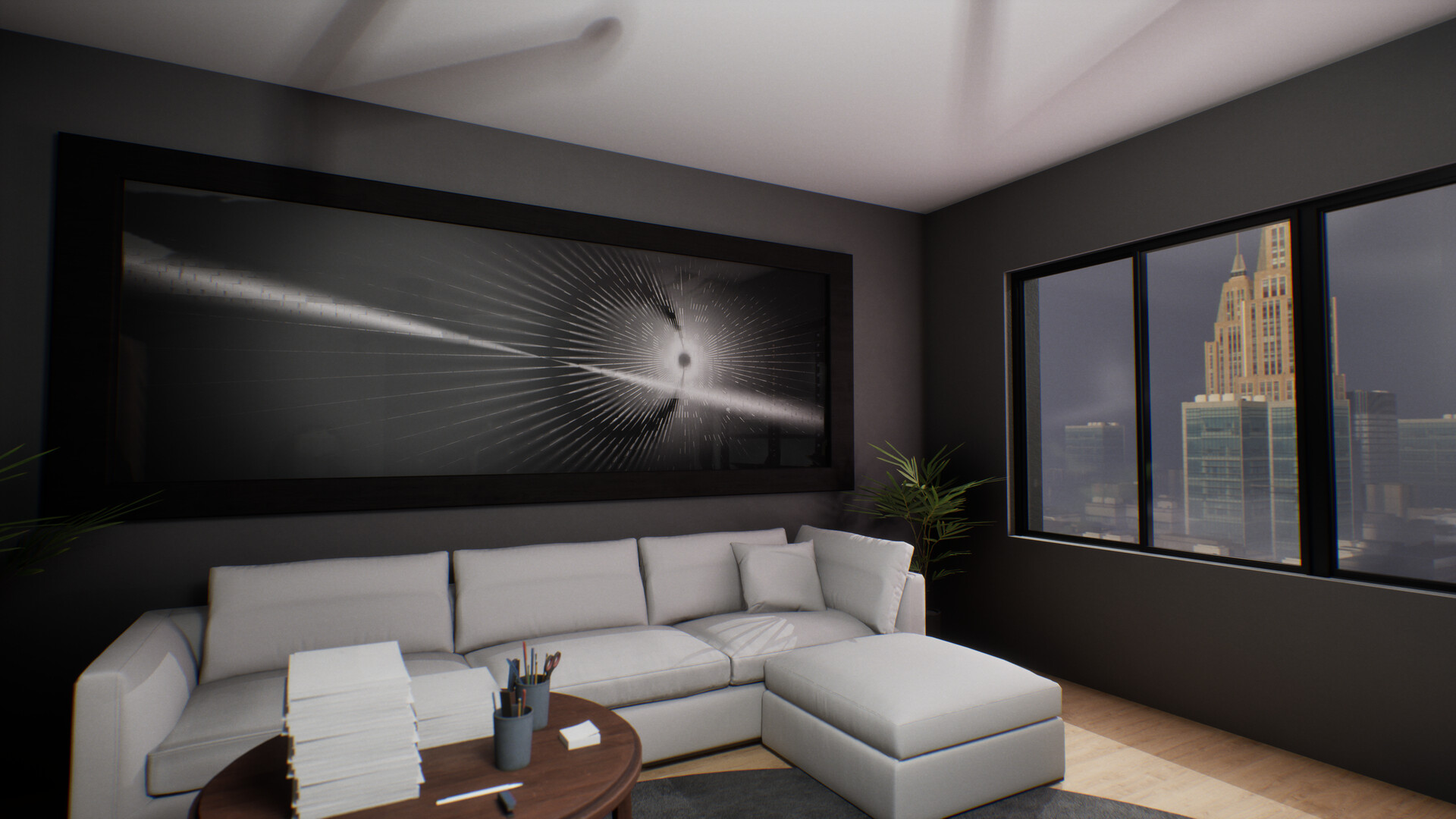 Living Room, There’s a Gun in the Office