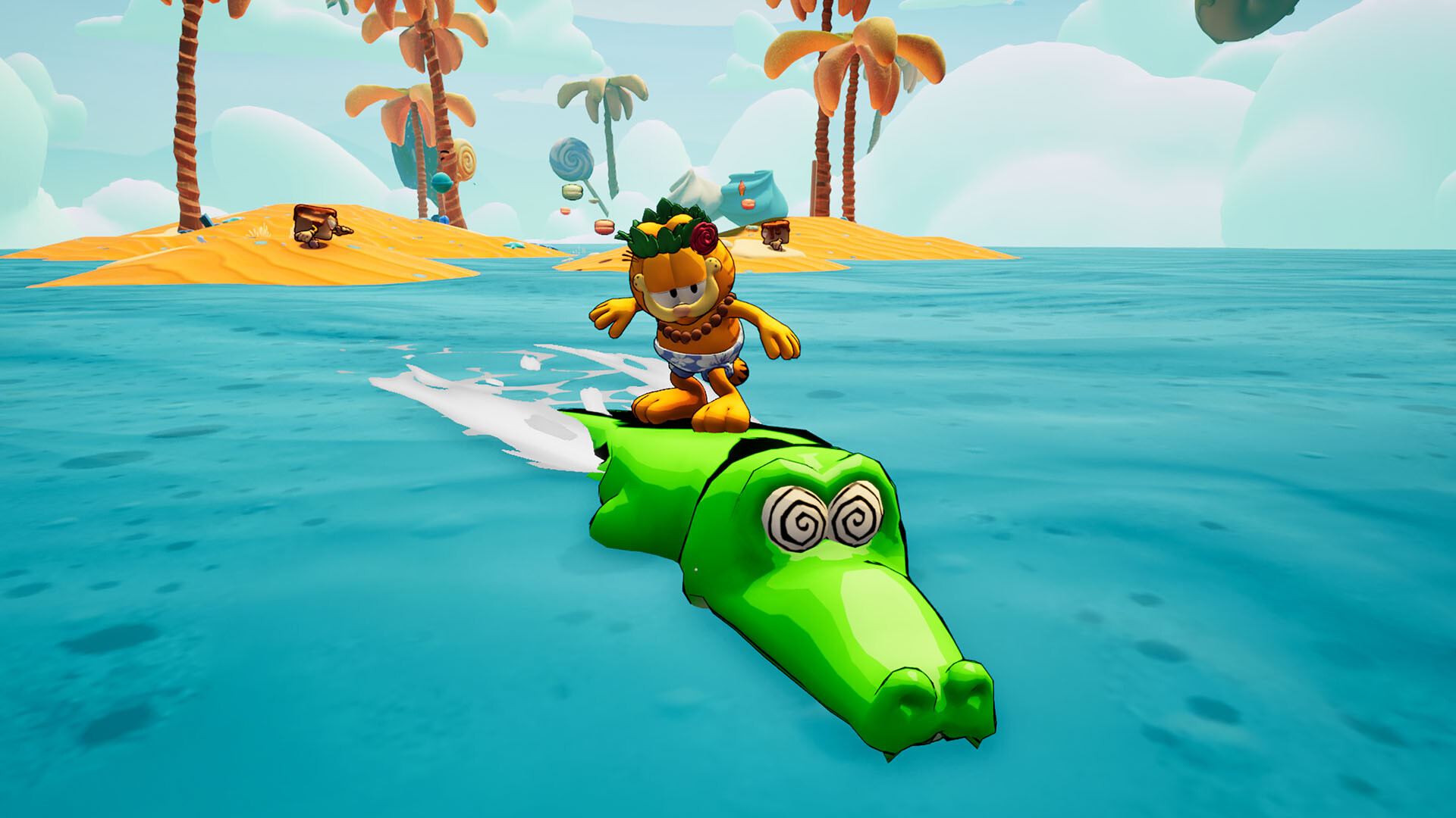 Crocodile surfing, Garfield - Escape from Monday