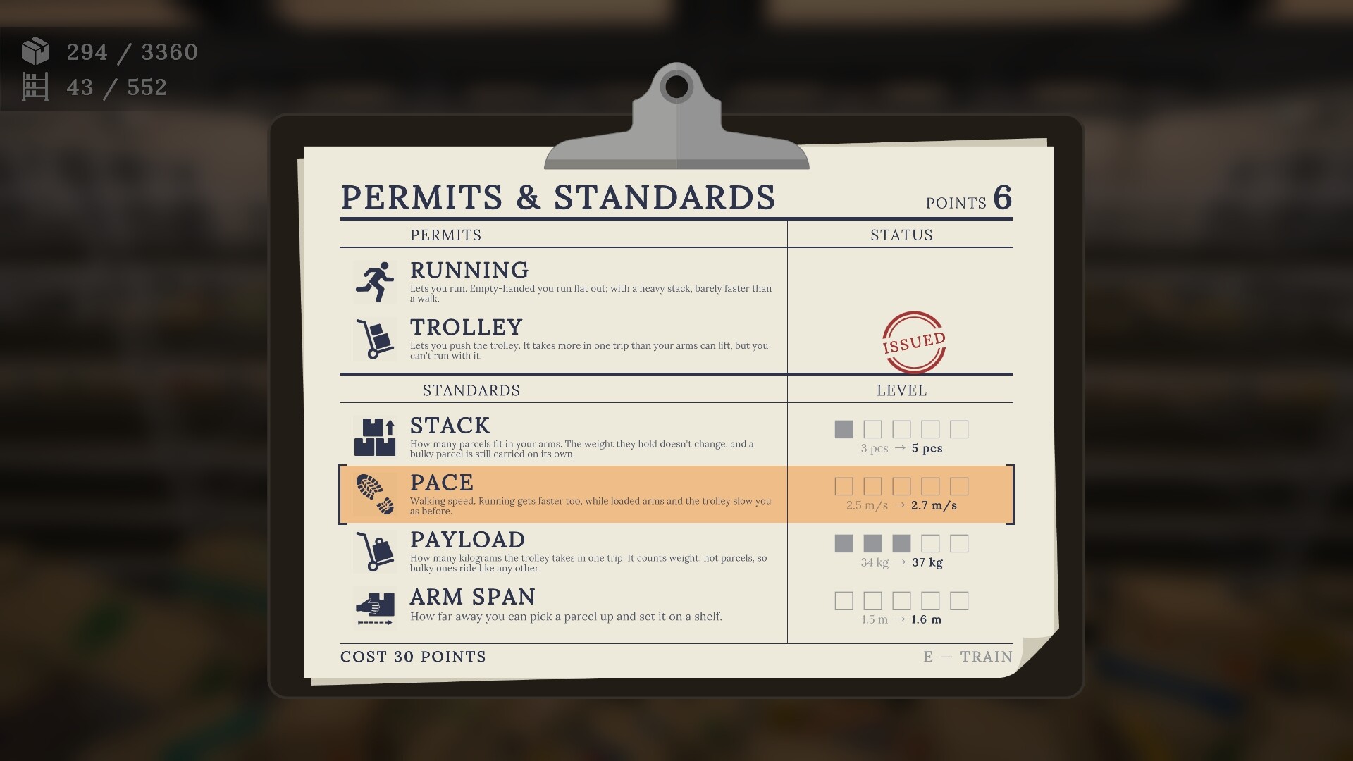 Post Office: Tidy Up Upgrade Menu