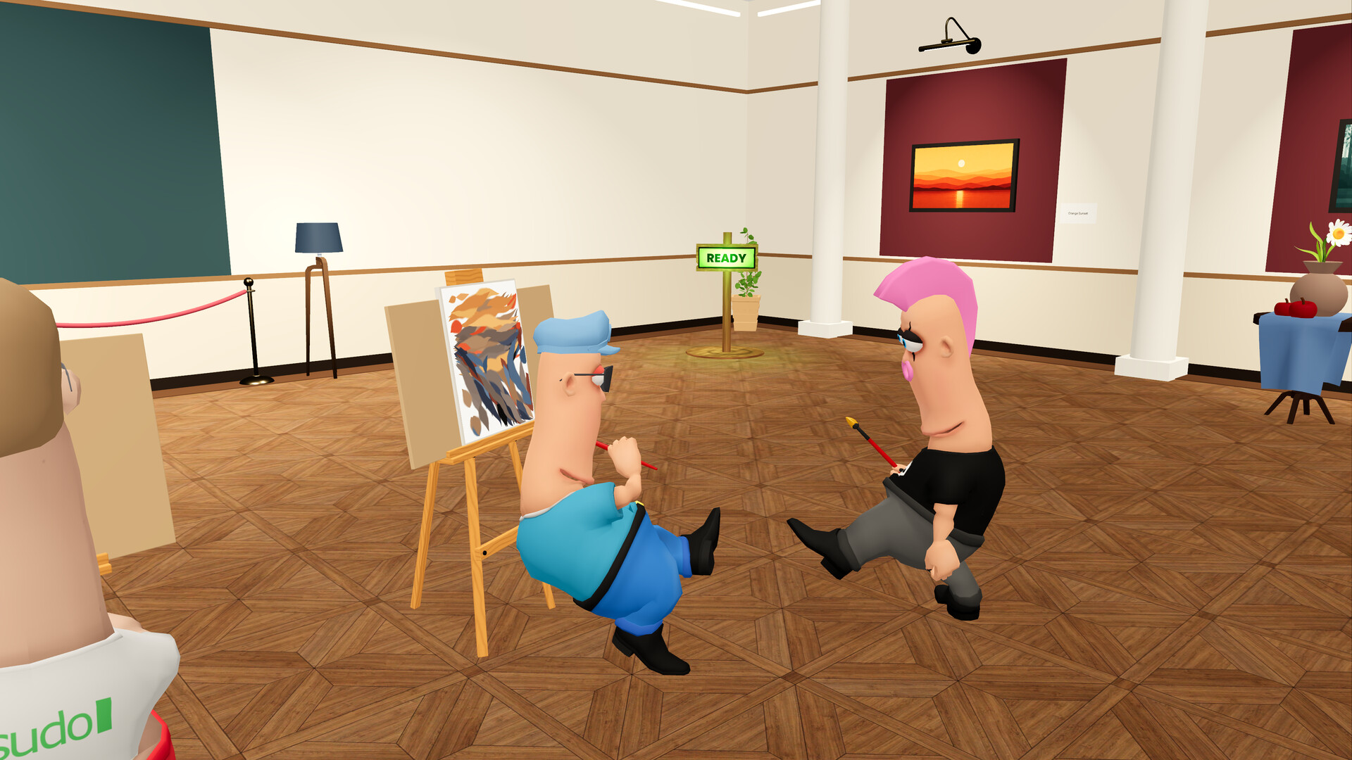 Player kicking another artist, Splatter Piece