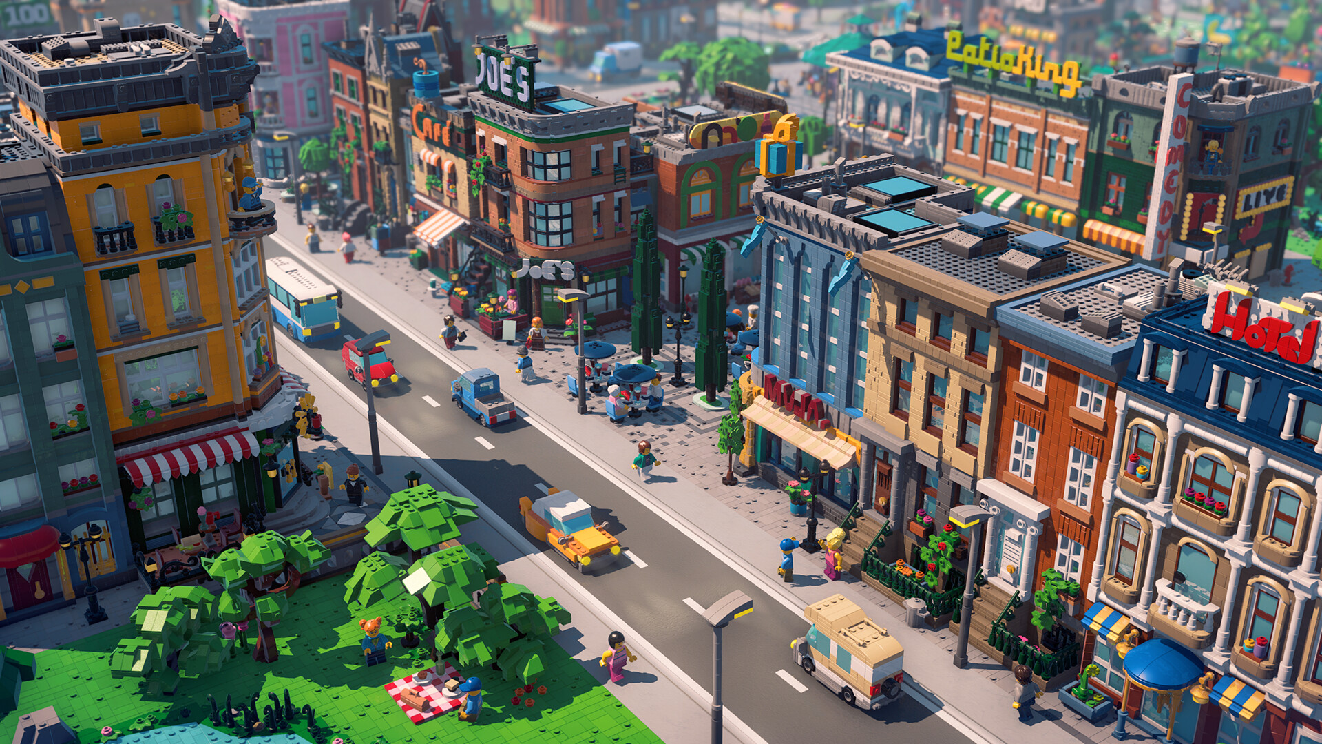 busy street in Lego Skylines