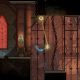 Rose Belmont swings from a glowing whip anchor across a gothic chamber lined with chains and red stained-glass windows.