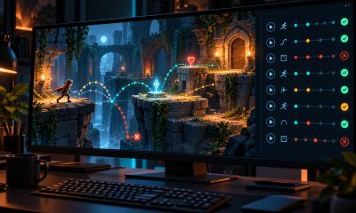 AI-generated conceptual illustration of automated game playtesting.