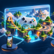 Conceptual illustration of a browser game connected across multiple devices.