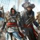 Assassin&rsquo;s Creed protagonists stand together on the deck of a sailing ship.