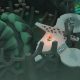 A tiny traveler carries an orb through a green, rocky landscape in COCOON.