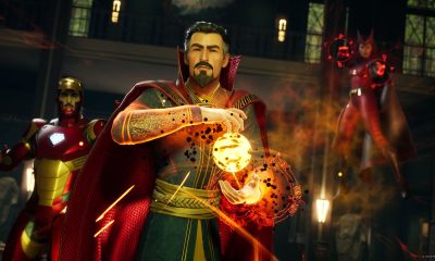 Doctor Strange conjures a glowing spell beside Iron Man in Marvel's Midnight Suns.