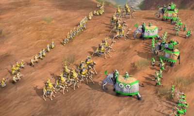 Infantry, camel riders and war elephants assembled in Age of Empires IV.