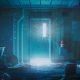 Blue light shining through a damaged offshore room in Still Wakes the Deep.