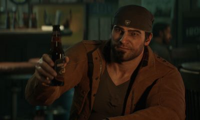 Young Marcus Fenix raises a bottle in a Gears of War: E-Day campaign screenshot.