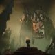 Potboy faces a towering creature crowned with miniature houses in The Midnight Walk.