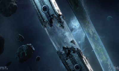 Halo Infinite artwork showing the Halo ring landscape.